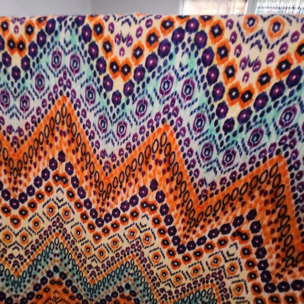 Boho Chevron Printed Knit Fabric – Approx. 2+ Yards (~84") (Vibrant Multicolor) - Picture 8 of 8